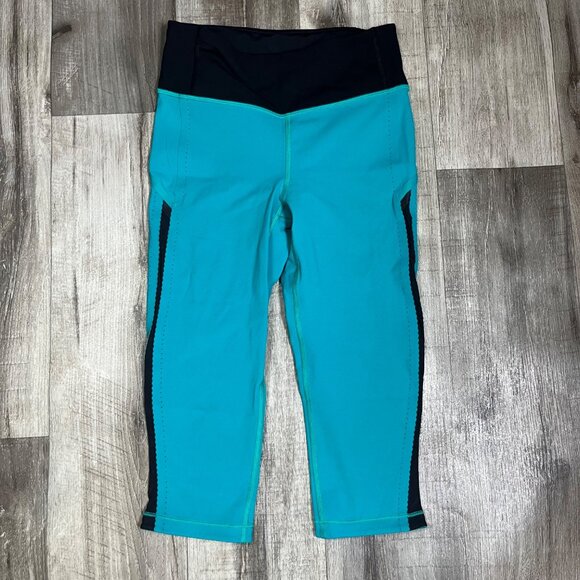 Lululemon Athletic Smooth Stride Crop Yoga Pants Viridian Black Women’s Size 4 - Picture 1 of 9